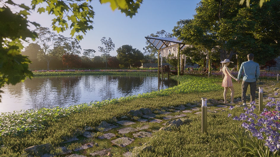 Projeto paisagístico para o lago do Sítio Harmonia